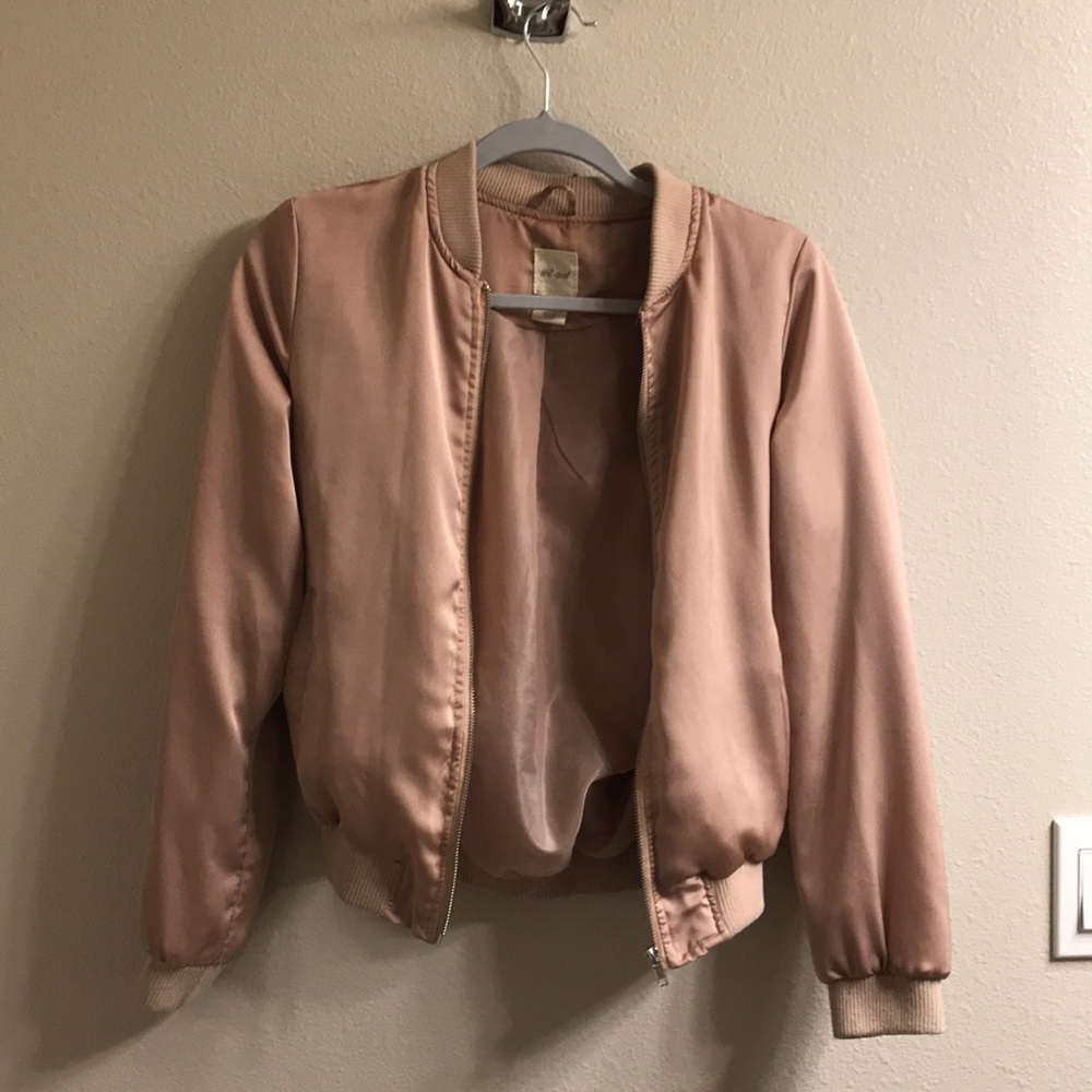 Rose gold bomber jacket